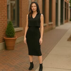 Back Cutout Dress Hooded Black